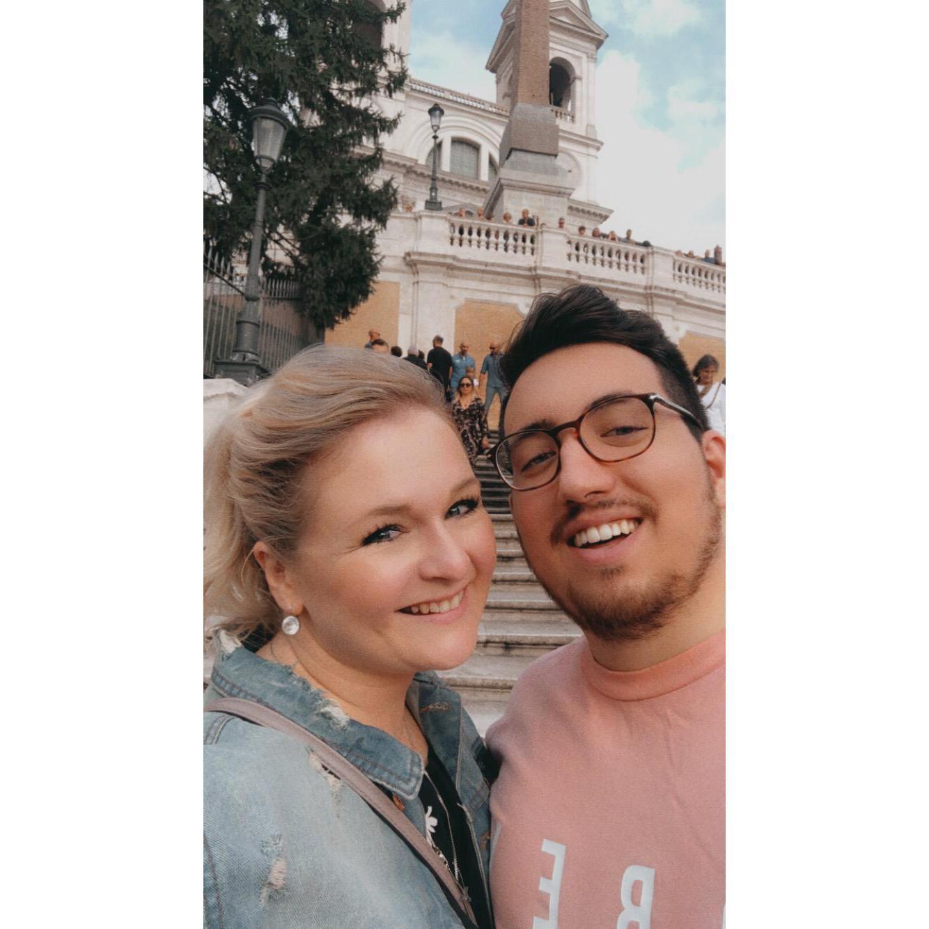 At the Spanish Steps in Rome.