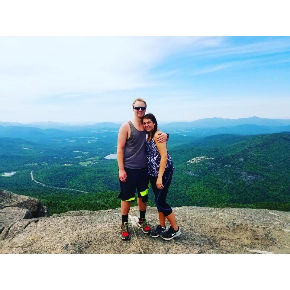 At the top of Cascade Mountain, our first mountain hiked together!
