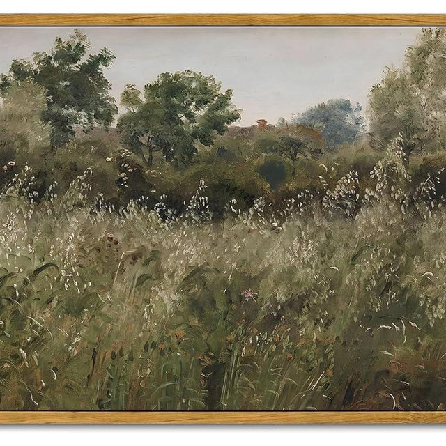 OIQArtOIQ Framed Vintage Landscape Wall Art Natural Scenery Oil Painting Canvas Prints Country Farmhouse Aesthetic Decor Pictures for Kitchen Bedroom Living Room Bathroom