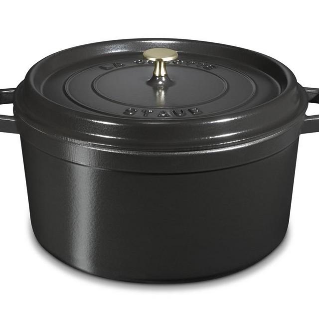 Staub Cast-Iron Round Cocotte, 9-Qt., Black