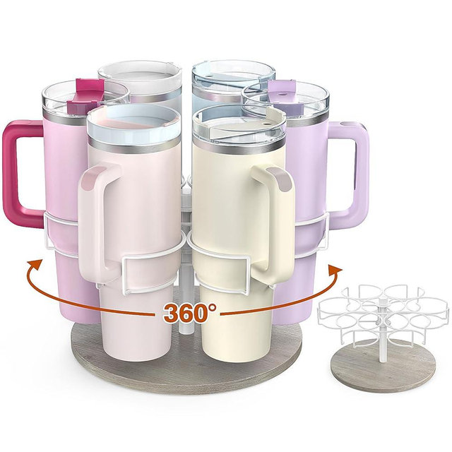 Kssiaz Water Bottle Organizer for Stanley 40 oz Tumbler with Handle, Rotatable Stanley Cup Organizer Holder, Patented Product, Kitchen Organizers and Storage for Stanley Cup Accessories, White