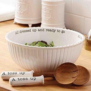 Mud Pie 4601029 Salad Bowl (Set of 3 pieces), White