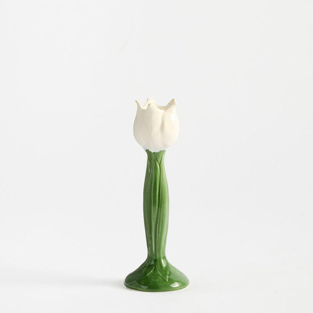 Carved Tulip Taper Holder 7.5"