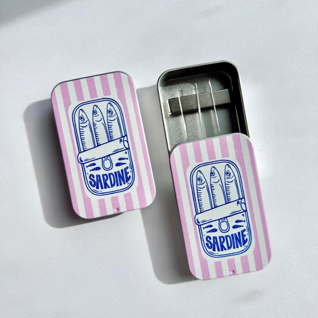 Sardine Needle Case, Cross Stitch Needle Case, Magnetic Needle Case, Travel Needle Case for Embroidery and Cross Stitch, Magnetic Needle Box