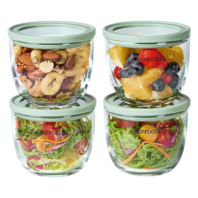 Spreccio Glass Meal Prep Bowls Set - Leakproof Lids,13 oz (4-Pack Green) Perfect for Meal Prepping, Portion Control, and On-the-Go Lunches BPA-Free