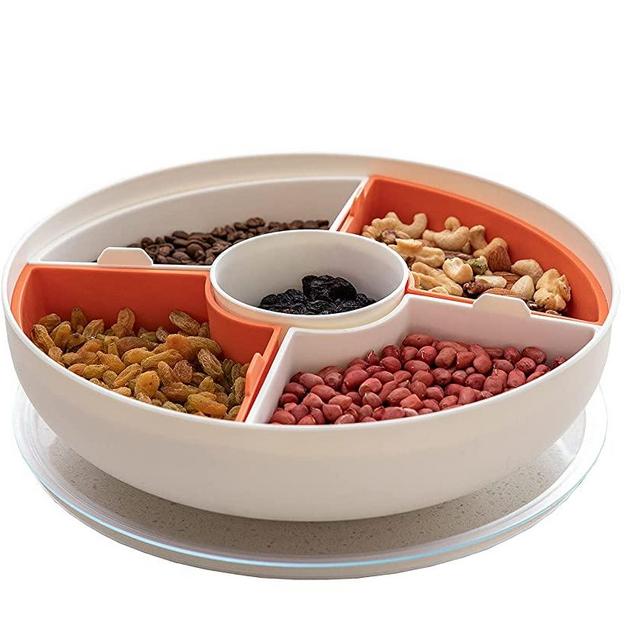 XKXKKE Divided Serving Dishes with Lid,Serving Bowls,Multifunctional Party Snack Tray for Fruits,Nuts,Candies,Crackers,Veggies (White)