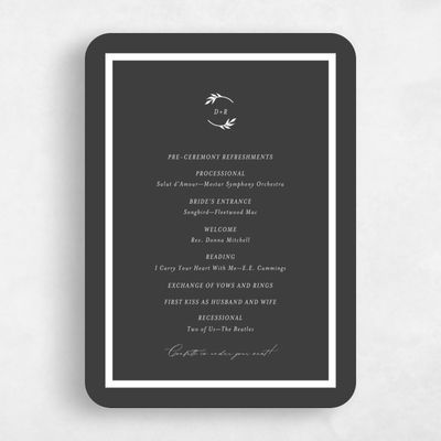 Black Rounded Wedding Program - Orvieto