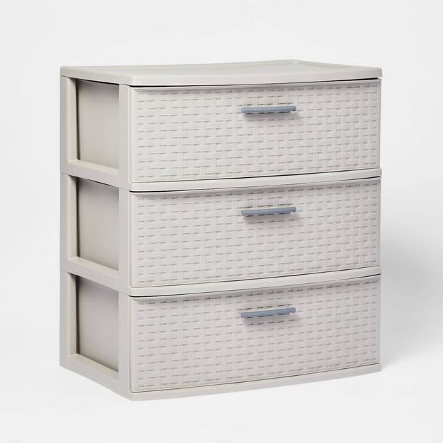 3 Drawer Wide Weave Tower Off White - Room Essentials™