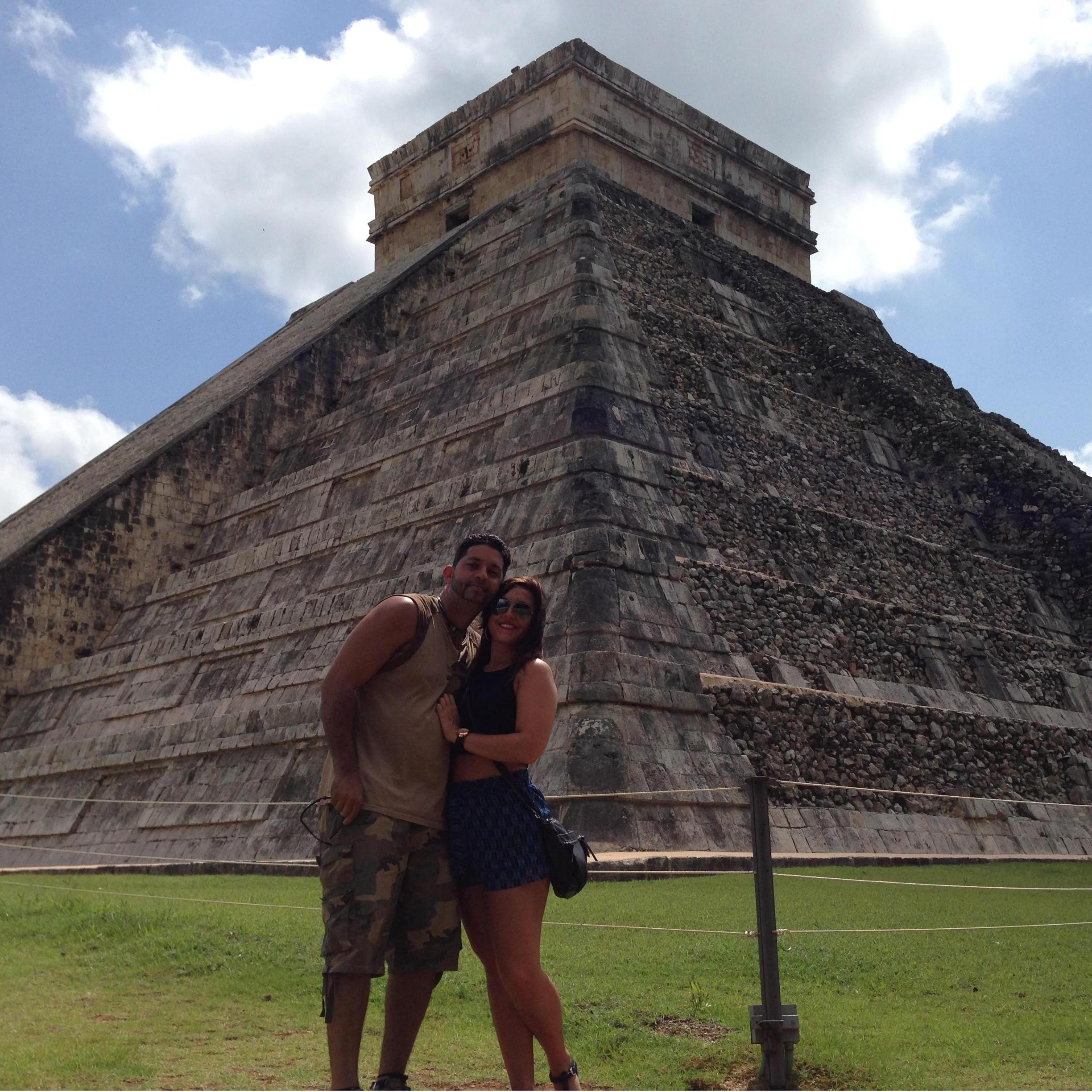 Exploring Chichen Itza on our first vacation together.