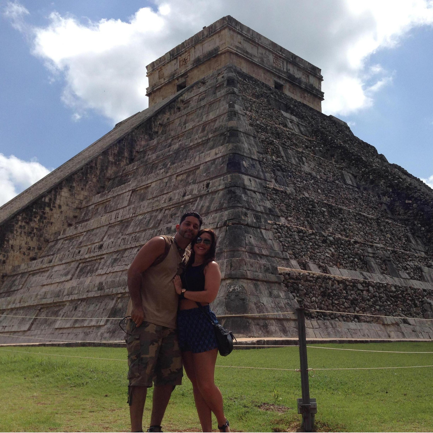 Exploring Chichen Itza on our first vacation together.