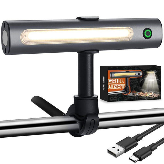 Barbecue Grill Light for Outdoor, Rechargeable 360° Rotatable Waterproof LED Light with Ultra-Bright COB LED, Magnetic Base, Grill Accessories, Smoker BBQ Grilling Gift for Men Dad Him