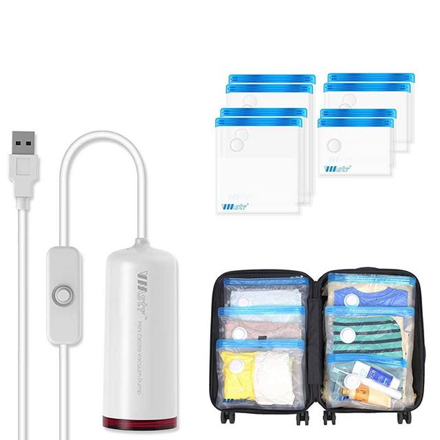 VMSTR Travel Vacuum Storage Bags with USB Electric Pump, Medium Small Space Saver Bags for Travel and 3D Printer Filament Storage Kit(8 PCS)