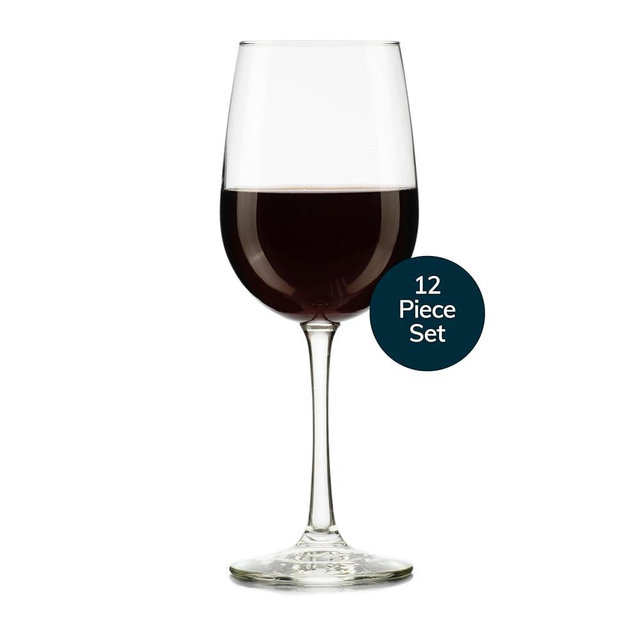 Libbey Vina Tall Wine Glasses Set, All Purpose Red and White Wine Glasses Set of 12, Professional Grade Glass Wine Glasses for Gatherings, Events
