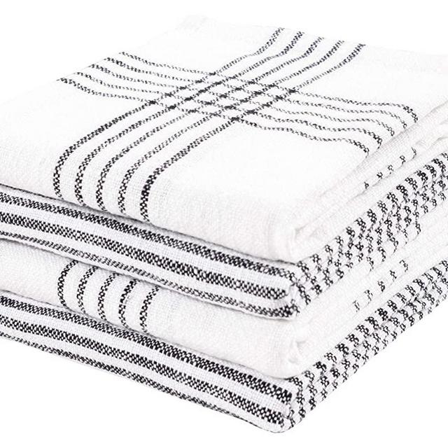 Home Set of 2 Casual Slubbed Kitchen Towel Dish Towel Soft and Absorbent Farmhouse  Kitchen Towel