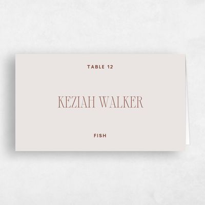 Light Greige, Grey Wedding Place Card - Solange Fish