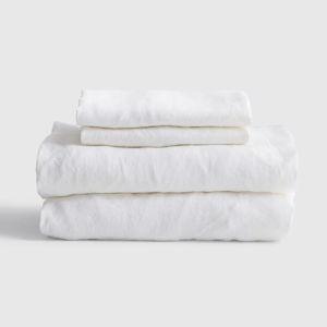 European Linen Sheet Set in White- Queen