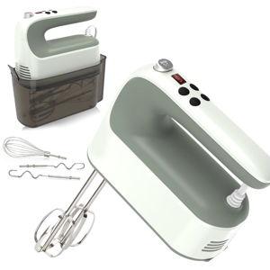 Yomelo 9-Speed Digital Hand Mixer Electric, 400W Powerful DC Motor, Hand Mixer Electric Handheld with Snap-On Storage Case, 5 Stainless Steel Accessories, Beaters, Dough Hooks, Whisk(Light Green)