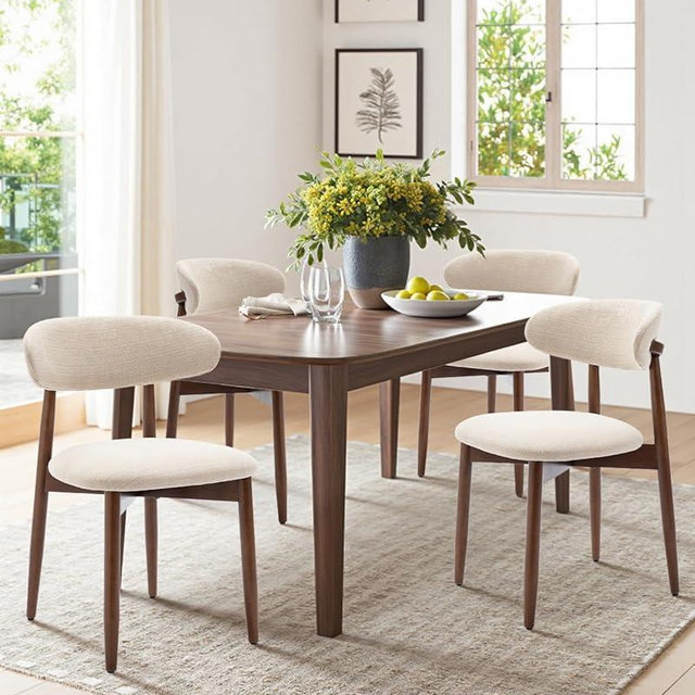 Homixis Dining Room Chairs Set of 4, Upholstered Farmhouse Dining Chairs, Modern Fabric Kitchen Chairs with Solid Wood Leg,Beige