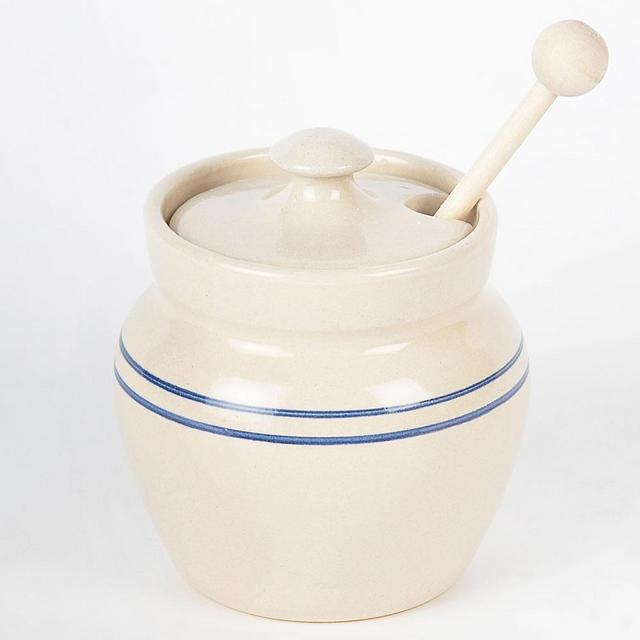 Heritage Blue Stripe Stoneware Honey Pot
