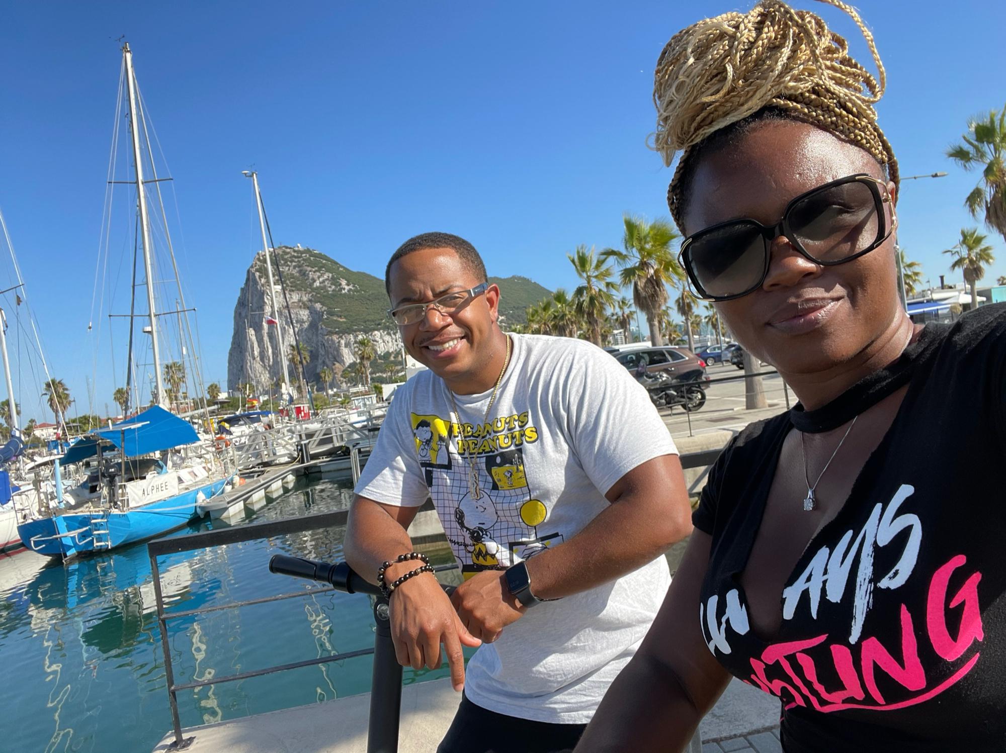 Gibraltar with the Gibraltar rock behind us in July 2021