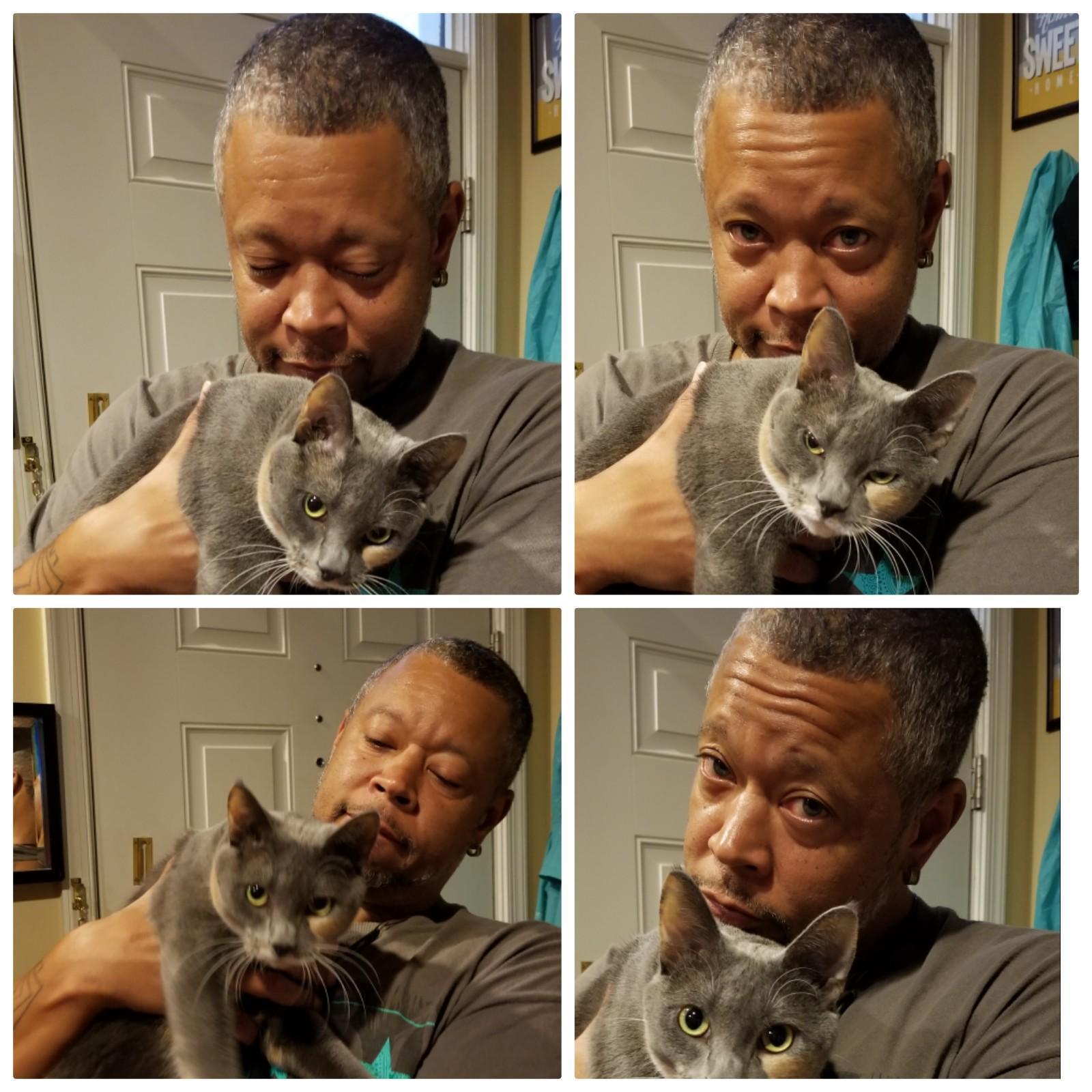 I love taking pics of them
together! Diamond is my
" fur baby" and if you can't
get along with her well it's not
going to work! But she took
to him. It was clear she loved
him and he loved her.