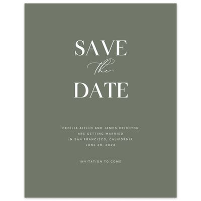 Dark Sage, Green Wedding Digital Save the Date - Margret Portrait