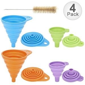 Collapsible Funnel Set of 4 with Bottle Brush