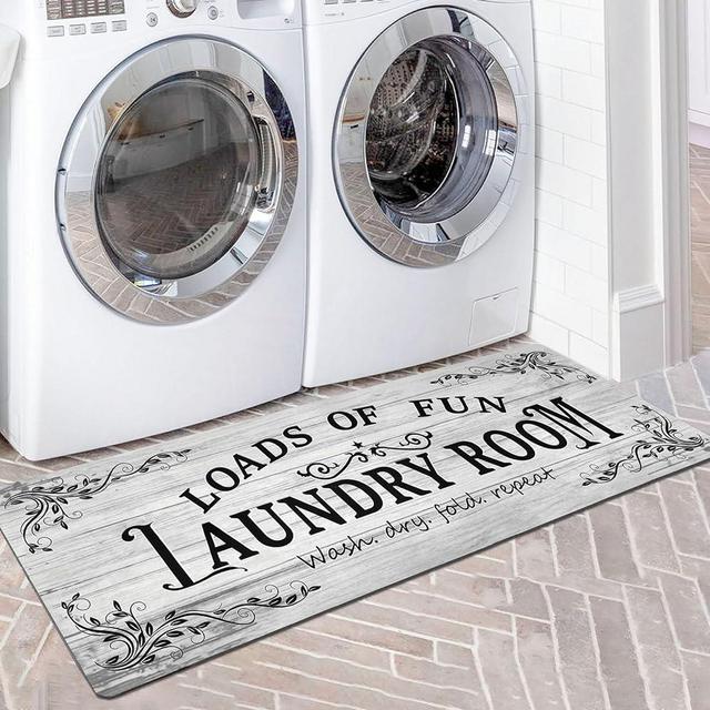 Lansny Laundry Room Rug Runner 20"x48" Non Slip Waterproof Laundry Mats for Laundry Room Decor Washable Floor Laundry Rug for Laundry Room,Mudroom, Kitchen, Washroom, Bathroom(Light Grey)