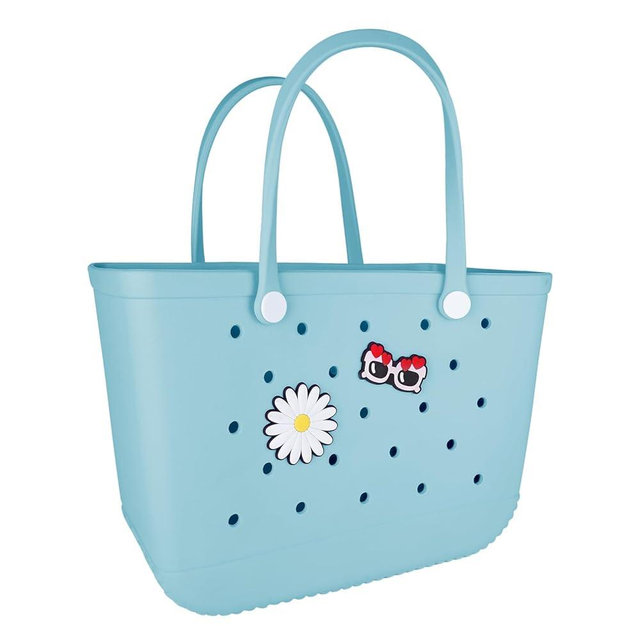 KNOWENAT Beach Bag Rubber Tote Bag - Extra Large Handbag with Charms Waterproof Lightweight Travel Purses for Pool Boat
