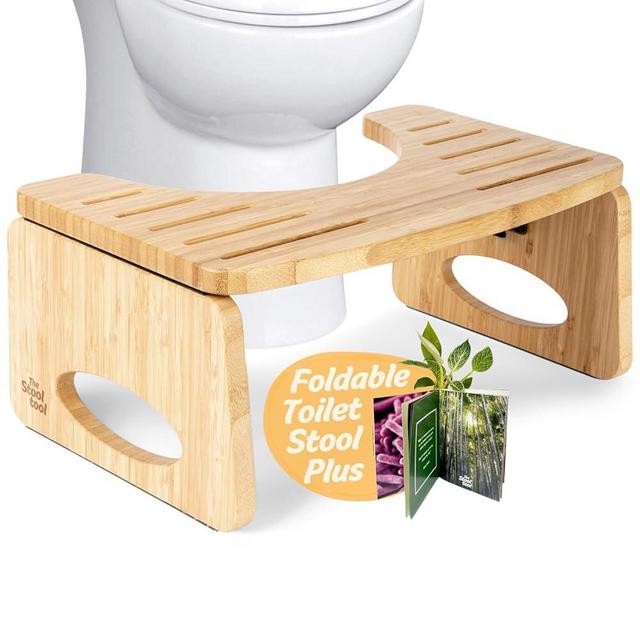 The Stool Tool Pooping Stool for Adults – 7 Inc Bamboo Toilet Stool Promotes Pelvic Floor Relaxation - Folding Toilet Stool, Waterproof and Non Slip - Toilet Step Stool for Natural Squatting