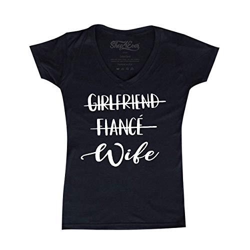 Shop4Ever Girlfriend Fiance Wife Women's V-Neck T-Shirt Wedding Shirts