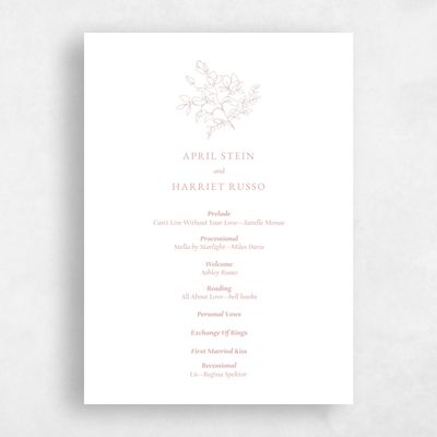 Dusty Rose, Pink Wedding Program - Essenza Letterpress