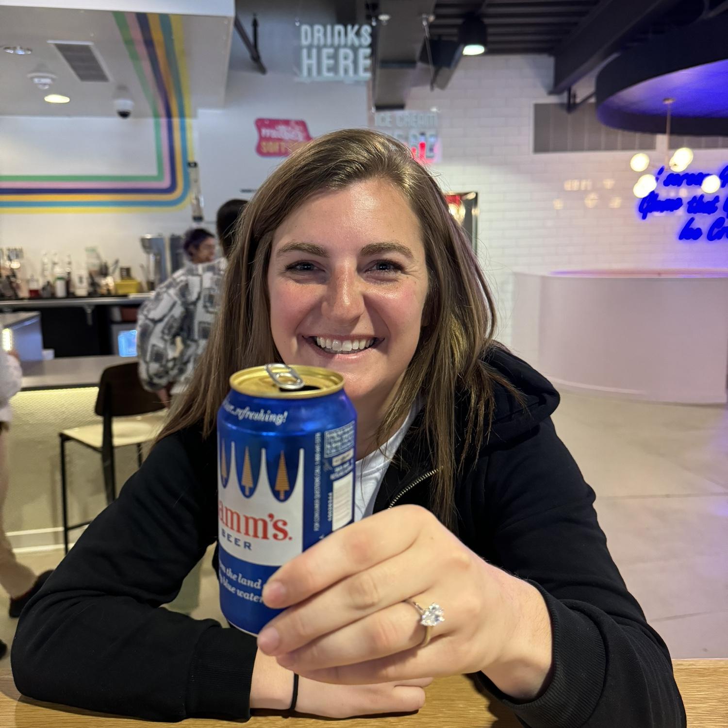After the engagement.. we needed to grab a bite before hopping on our flight to Paris, so Moonlit Burger and a cold Hamm's was celebratory drink of choice!