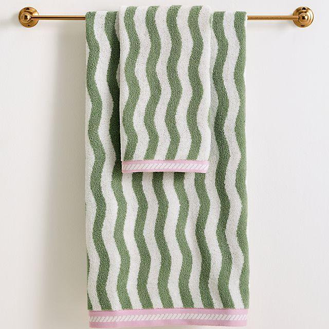 Maeve Cotton Woven Wavy Stripe Towel Collection