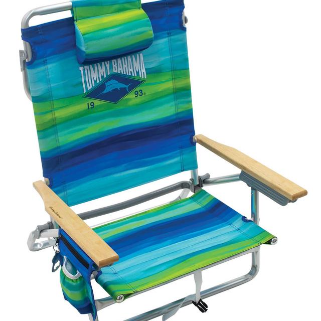 Tommy Bahama 5-Position Classic Lay Flat Folding Backpack Beach Chair