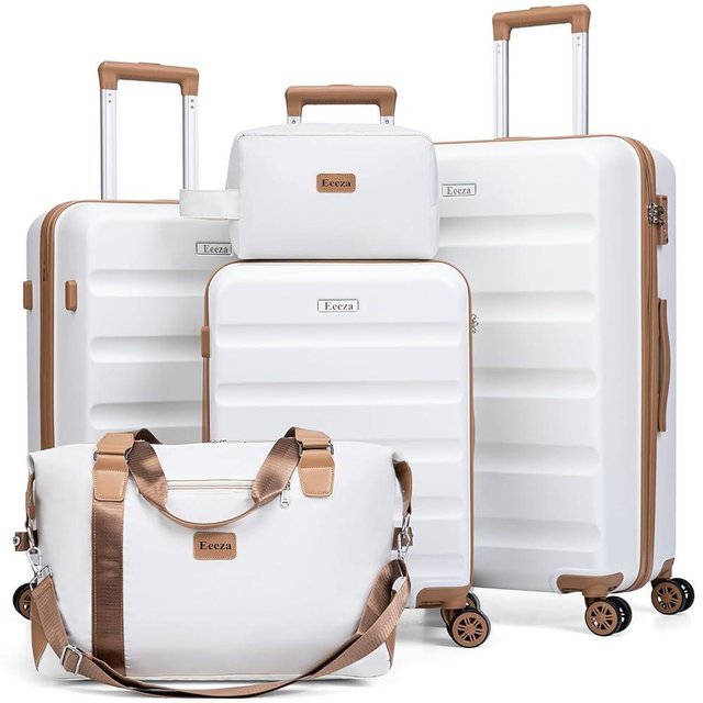 Eeeza Luggage Sets 5 Piece, Suitcases with Wheels, ABS Hard Case Luggage with TSA Lock Spinner Wheels, Carry On Luggage Set (20/24/28 inch)