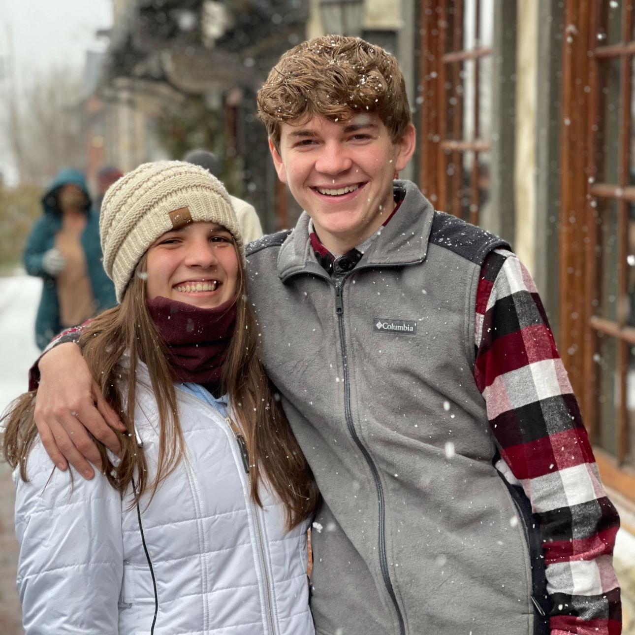 This was around the couple's first anniversary. They went on a ski trip with the Methodist church youth group to celebrate!