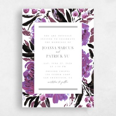 White Wedding Invitation - Waverly Portrait