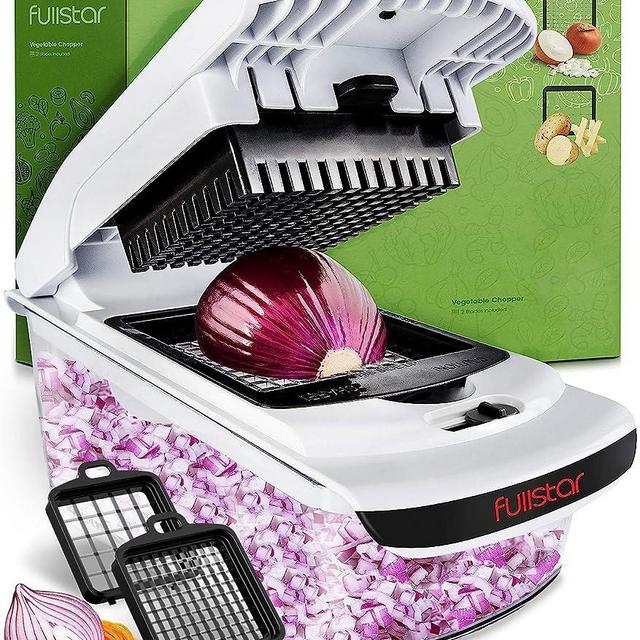 Fullstar Vegetable Chopper - Spiralizer Vegetable Slicer - Onion Chopper with Container - Pro Food Chopper -  Slicer Dicer Cutter - (2 in 1, White)