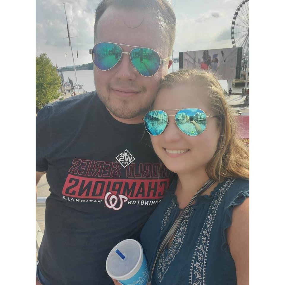 National Harbor with our matching shades (unplanned)