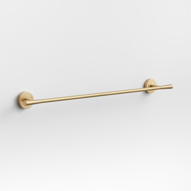 Tapered Brushed Brass Bath Towel Bar 24"