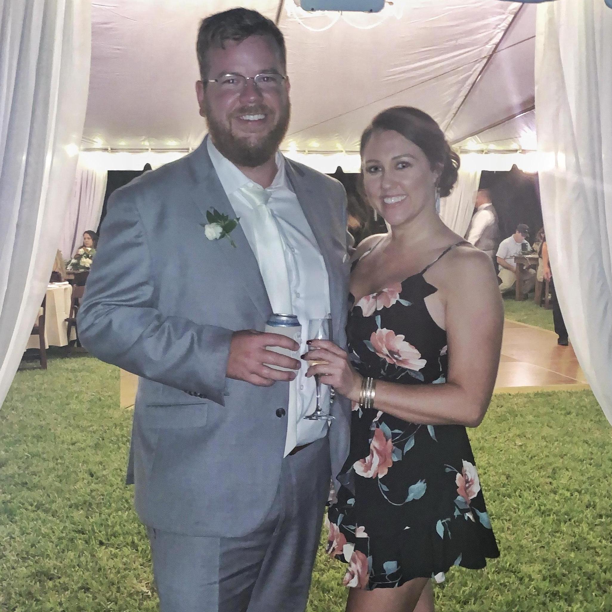Celebrating at a friend's wedding.