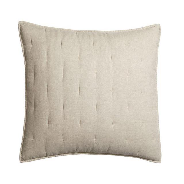 Belgian Flax Linen Tufted Quilted Sham, Dark Flax, Euro, Set of 3