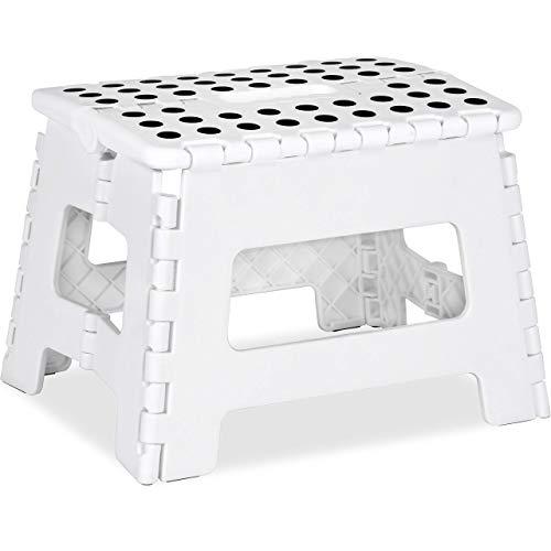 Utopia Home Foldable Step Stool for Kids - 11 Inches Wide and 9 Inches Tall - White and Black - Holds Up to 300 lbs - Lightweight Plastic Design