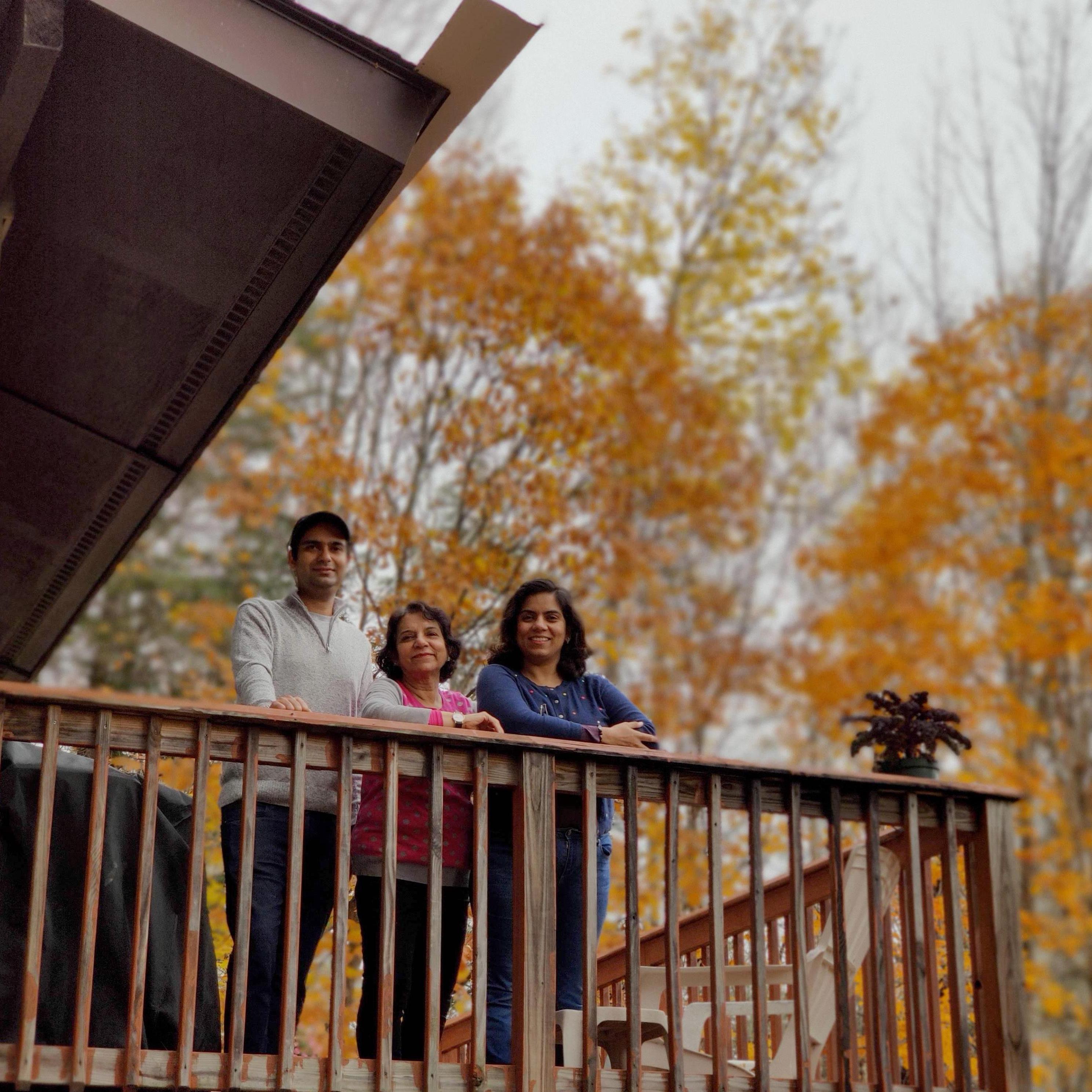 Mil, his mom Anita, and his cousin Sonali in New Hampshire