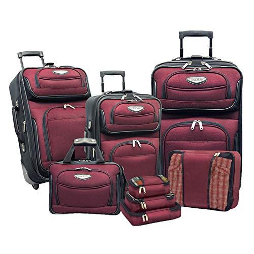Travel Select Amsterdam Expandable Rolling Upright Luggage Set 8-Piece, Burgundy