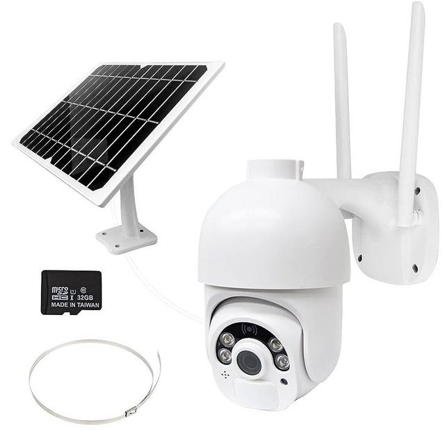 NuCam Solar Powered PTZ WiFi Security Camera Wireless Outdoor 350°/100° X/Y-Axis Adjustable 1080P HD Colored Night Vision w. PIR Motion Sensor Security Light w. Bracket Extension Cord (WiFi)
