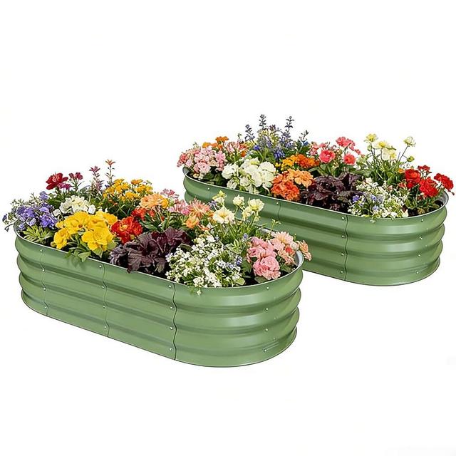 AmazStove Galvanized Raised Garden Bed, 4x2x1 FT Thickening Planter Boxes Outdoor, Raised Beds for Gardening, Easy Assembly Large Garden Bed for Vegetables, Fruits, Flowers (2-Pack)