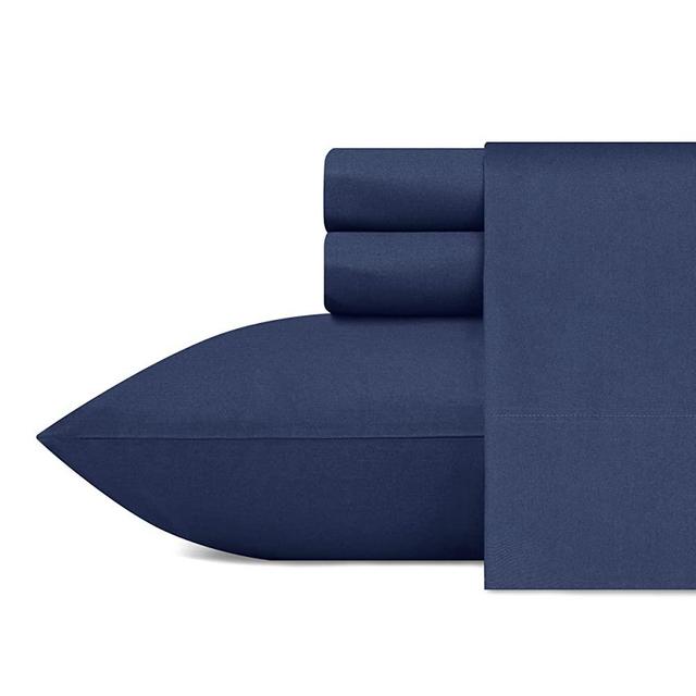 Nautica - King Size Sheets, Cotton Percale Bedding Set, Crisp & Cool, Lightweight & Breathable (Captains Navy, King)