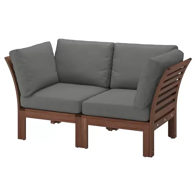 2-seat modular sofa, outdoor, brown stained/Frösön/Duvholmen dark gray